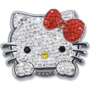 💕NEW Sparkling Bling Swarovski Crystal Silver Hello Kitty Push To Start …